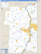 Weirton-Steubenville Metro Area Wall Map Basic Style
